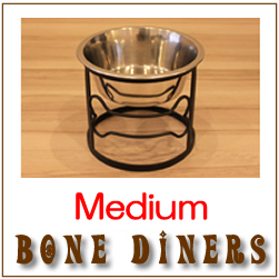 可愛いデザイン、ワンちゃんの胃に負担をかけない【フードボウルスタンド Bone Single Diners】Medium