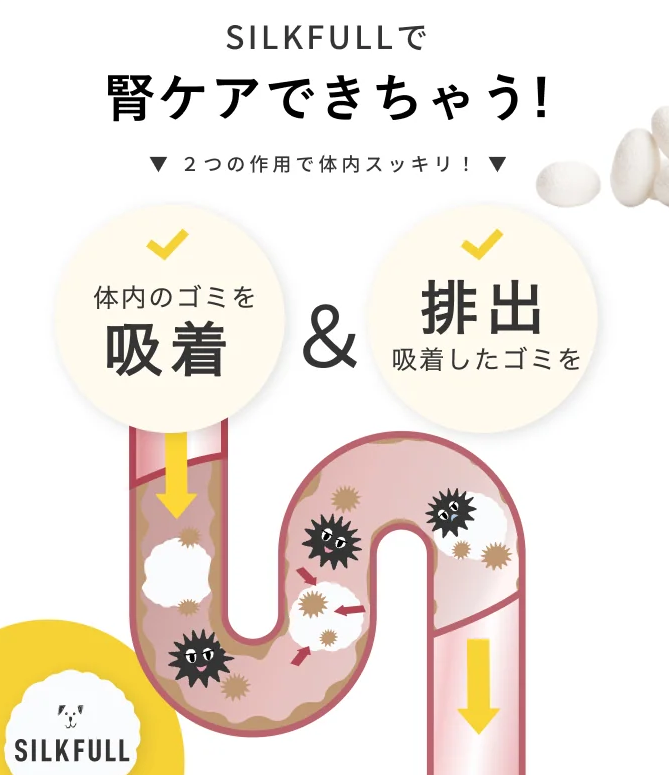 シルクフルで体内の余分なものを吸収排出